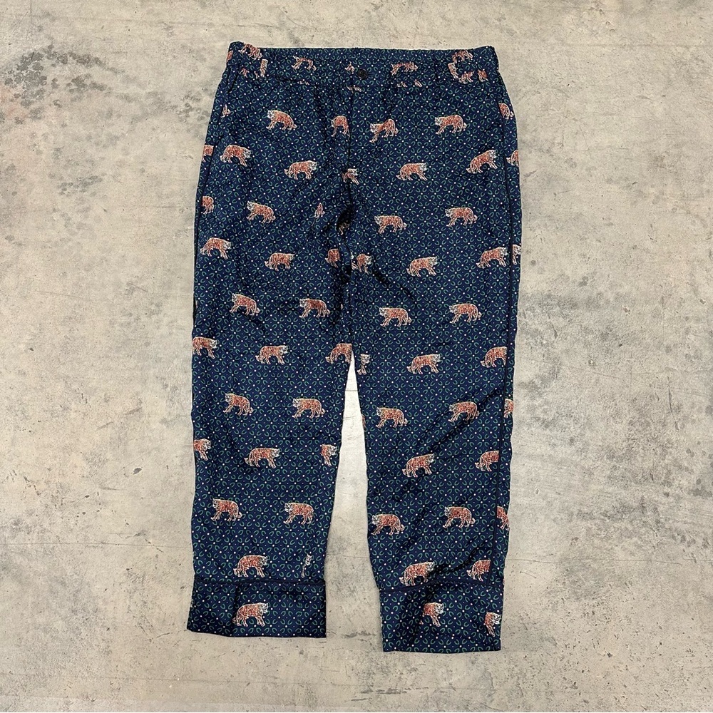 Nwot. J. Crew Tiger Print Silk Pant‎ Sz 12